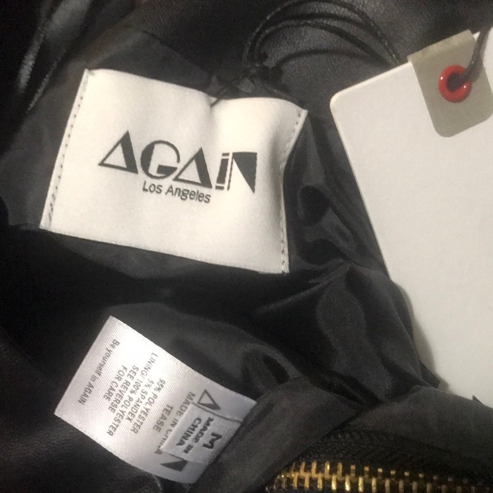 AGAIN Black Faux Vegan Leather Mini Skirt - Picture 8 of 8